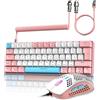ZIYOU LANG Tastiera e mouse da gioco cablati con cavo USB-C a spirale T60 Pro - Tastiera meccanica compatta con layout UK (QWERTY) al 60%
