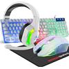 LexonElec Tastiera da gioco con cavo, 104 tasti, cuffie da gioco stereo 3D, combo con retroilluminazione multi-RGB, microfono ergonomico regolabile