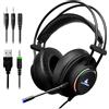 LYCANDER Cuffie da gioco con microfono e luce LED, ingresso da 3,5 mm, per PC, PS4, Xbox One, Nintendo Switch e altro ancora