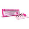KROM Mouse pad Barbie Edition Kandy - Tastiera a membrana a LED bianchi, Sensore ottico del mouse 6400 DPI, Tappetino del mouse con base in gomma, Layout italiano