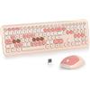 SOLIDEE Combinazione di tastiera e mouse wireless colorati, tastiera retro da macchina da scrivere a 2,4 GHz, 104 tasti con tastierino numerico, tastiera a membrana silenziosa