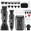 Kemei Professional Barber Hair Trimmer Set Uomo, Kit di rasatura elettrico senza fili con lame a T, tagliacapelli ricaricabile USB 9