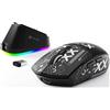 ATTACK SHARK Mouse con base di ricarica magnetica PixArt PAW3311-Sensor, fino a 25000DPI, BT/2,4 GHz/Cavo, 100M clic, 59g Mouse superleggero per PC/Xbox/PS/MaC