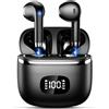 POMUIC Bluetooth 5.3 in-ear cuffie 4 ENC Noise Cancelling Mic, cuffie senza fili con 40 ore di riproduzione, indicatore LED, auricolari per il lavoro, il gioco, lo sport