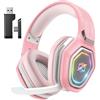 ozeino Cuffie da gioco wireless per PC/Ps4/Ps5 con trasmettitore USB-A e USB-C Cuffie da gioco con microfono e luce RGB