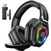 ozeino Cuffie da gioco wireless per PC/Ps4/Ps5 con trasmettitore USB-A e USB-C Cuffie da gioco con microfono e luce RGB