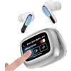 Tynerza Bluetooth 5.4, cuffie in-ear con riduzione automatica del rumore, impermeabili IP55, batteria di lunga durata, smart touchscreen a LED, per laptop e tablet