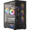 MODECOM VOLCANO AQ400 ARGB, nero, case tower di medie dimensioni, 4 ventole ARGB, pannello laterale in vetro, compatibile con schede madri ATX, spazio per schede grafiche fino a 400 mm, pannello frontale a rete