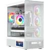 MODECOM Volcano AQ400 ARGB, bianca, case Mid-Tower, ATX, 4 ventole ARGB, pannello laterale in vetro temperato, pannello frontale in mesh, supporto per montaggio verticale della scheda grafica, ideale per componenti di fascia alta, colore bianco