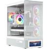 MODECOM VOLCANO AQ500, Bianco, Case per PC a torre media, Pannello laterale in vetro temperato, 4 ventole ARGB, Controller, Design a rete, Compatibile con schede madri ATX e Micro-ATX
