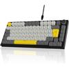 Ajazz Tastiera meccanica da gaming cablata con 82 tasti, tecnologia hot-swap, controllo del volume, illuminazione RGB, tasti in PBT, struttura a gasket e layout QWERTZ