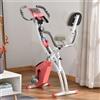 Sweiko X-Bike, cyclette 2-in-1 con display LCD, cardiofrequenzimetro, cyclette pieghevole con resistenza magnetica a 8 livelli, 1 coppia di cinghie di tensione, acciaio, rosa, 105x48x118 cm