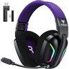 WESEARY Cuffie da gioco per PS5, PS4, PC, Switch, smartphone, Mac, laptop, con tecnologia a 2,4 GHz, microfono con cancellazione del rumore, batteria da 60 ore, luci LED, pieghevoli e audio surround