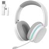 AULA-Verlag Cuffie da gaming wireless con microfono, 2,4 GHz, Bluetooth 5.0, USB, audio surround 7.1, driver da 40 mm, cancellazione del rumore tramite intelligenza artificiale e autonomia di 80 ore