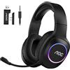 AOC Cuffie da gioco wireless per PC, PS5, PS4 e Switch, con tecnologia a 2,4 GHz e Bluetooth 5.4, audio surround 7.1, driver da 50 mm, microfono integrato e autonomia della batteria di 45 ore