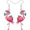 WEVENI Regali d'ispirazione Fenicottero Orecchini Acrilico Fenicottero Pendenti Uccello Tropicale Gioielli Animali Charms Regali Motivazionali per Donne Ragazze Mamma Insegnante