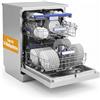 LORD D7 - Lavastoviglie autoportante 60 cm, 14 coperti, 8 programmi, extra silenziosa 42 dB, AquaStop, motore inverter BLDC, apertura automatica della porta, display LED, acciaio inox