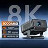 Insta24 Proiettore Smart Beamer Android 14 per home cinema, con autofocus, Wi-Fi 6, Bluetooth, USB, display LCD, supporto per risoluzioni 1920x1080 (Full HD), 8K e 4K, luminosità di 1000 lumen ANSI e rapporto di contrasto di 15000:1