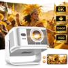 Insta24 Proiettore 8K con messa a fuoco automatica, display LCD 1080p, luminosità di 900 lumen ANSI, supporto girevole a 180 gradi, ideale per home cinema, proiettabile su tavolo o soffitto, sistema operativo Android 14, Wi-Fi 6, Bluetooth 5.0, …