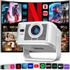 Insta24 Proiettore Beamer portatile per home cinema, risoluzione 1080p con supporto 8K e 4K, sistema operativo Android 14, Wi-Fi 6, Bluetooth, autofocus e correzione trapezoidale, 230 lumen ANSI, HDMI, USB, stereo