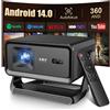 Insta24 Proiettore Beamer per home cinema, 4K/8K, Smart, Android 14, WiFi, Bluetooth, portatile, proiettore a corto raggio, autofocus, risoluzione 1280x720, con telecomando e app di controllo, ingresso HDMI