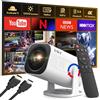 Insta24 Mini proiettore 4K Android 14, smart, con Wi-Fi e Bluetooth, per home cinema, portatile con altoparlante integrato. Risoluzione 1280x720, 12000 lumen ANSI, contrasto 8000:1, bianco. Peso: 400 grammi