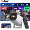 Insta24 Proiettore LED 4K, risoluzione 1280x720, luminosità 12000 lumen, Wi-Fi 6 dual-band, Bluetooth 5.0, Smart TV Android, proiettore portatile per home cinema, mini proiettore, portata 600