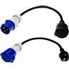 Lustrens Adattatore CEE doppio, con spina CEE e connettore Schuko, 230 V, 16 A, per campeggio e camper