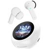 SLuB Cuffie wireless Bluetooth con display, tecnologia ANC (cancellazione attiva del rumore) ed ENC (cancellazione del rumore ambientale), modello 1797-bianco, con touchscreen e controlli intuitivi