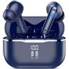 Csasan Cuffie Bluetooth 60Std con cancellazione attiva del rumore adattiva in tempo reale, colore blu