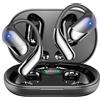 Aurotlu Auricolari clip-on senza fili con design aperto, auricolari a conduzione ossea, Bluetooth integrato, microfono incorporato, impermeabili, custodia di ricarica con display LED, design clip-on