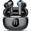 KT1 Cuffie Bluetooth senza fili, con bassi potenti. Fino a 40 ore di autonomia con una singola carica, ideali per viaggi e spostamenti. Colore: nero