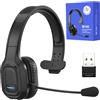 TURNRISE Auricolare Bluetooth per camionisti. Cuffie wireless, auricolare monauricolare con microfono, inclusi per telefoni, Skype, call center e ufficio. Colore: nero. Include dongle USB