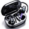 Poounur Cuffie Bluetooth per sport, modello 2026, cuffie wireless, auricolari Bluetooth con 6 microfoni ENC per la cancellazione del rumore, 50 ore di riproduzione stereo, display LED, connettività USB-C, grado di protezione IP7