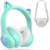 isightguard Cuffie Bluetooth per bambini con custodia, cuffie wireless con luci LED, colore verde