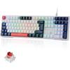 Redragon Tastiera da gaming K668, cablata, 105+4 tasti, ergonomica, switch rossi, layout QWERTZ