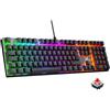 TECKNET Tastiera da gaming meccanica QWERTZ con switch rossi, anti-ghosting, progettata per i giocatori