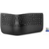 TECKNET Tastiera ergonomica wireless, layout tedesco QWERTZ, divisa in due parti con poggiapolsi, ricaricabile, ergonomica, con connessione Bluetooth e USB, colore nero opaco