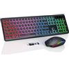 SABLUTE Set di tastiera e mouse wireless, retroilluminati e ricaricabili