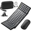 inateck Tastiera Bluetooth pieghevole portatile, set tastiera e mouse, custodia per il trasporto e la protezione, colore nero