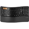 ProtoArc Tastiera ergonomica wireless EK02, modello "Wave", con tasti neri. Forma a onda naturale per una digitazione ergonomica