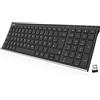 ARTECK Tastiera wireless con layout tedesco QWERTZ, realizzata in acciaio inossidabile, ricaricabile tramite USB. Tastiera wireless da 2400 MHz con funzionalità multimediali, compatibile con PC e computer