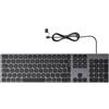 Yivandi Tastiera cablata in alluminio per Mac OS, con connessione USB e USB-C. Plug-and-play, design sottile e resistente, tastiera completa con tastierino numerico, colore nero, compatibile con iMac e Mac mini