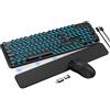 SABLUTE Set tastiera e mouse wireless, layout QWERTZ, con tasti rotondi retroilluminati, colore nero