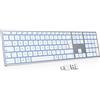 OMOTON Tastiera wireless per Mac, modello Aluminium Mac, con doppia connessione Bluetooth (BT1 e BT2), layout QWERTZ