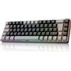 DIERYA Tastiera da gioco wireless DK68, layout tedesco QWERTZ, Bluetooth, 2400 MHz, USB-C, 68 tasti, illuminazione RGB, meccanica, colore grigio e nero, interruttore blu QWERTZ