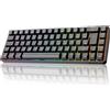 DIERYA Tastiera da gioco wireless DK68, layout tedesco QWERTZ, Bluetooth, 2400 MHz, USB-C, 68 tasti, illuminazione RGB, tastiera meccanica, colore nero, switch blu QWERTZ