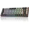 DIERYA Tastiera da gioco wireless DK68, layout tedesco QWERTZ, Bluetooth, 2400 MHz, USB-C, 68 tasti, illuminazione RGB, meccanica, colore nero/grigio, switch rossi, layout QWERTZ