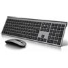 cimetech Set tastiera e mouse Bluetooth, wireless, con connessione per 3 dispositivi, grigio e nero, ricaricabile