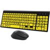 Zienstar Set di tastiera e mouse wireless con tasti grandi e layout QWERTZ tedesco, ideale per anziani e persone con problemi di vista - colore giallo
